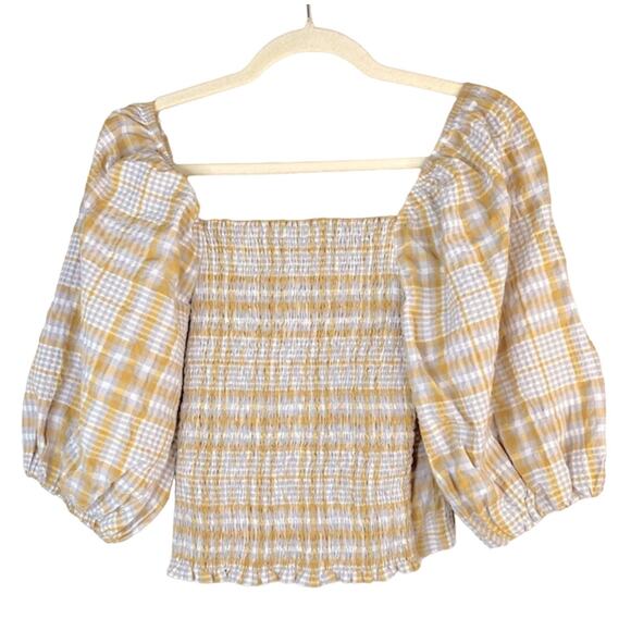 Anthropologie Yellow and White Plaid Top - Picture 7 of 10
